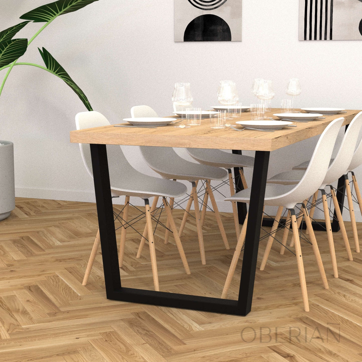 TABLE_A_MANGER_BOIS_ET_METAL_ACIER_TRAPEZE_NOIR