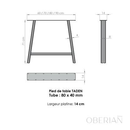 TADEN - Pied de table à manger en A