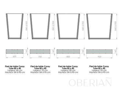 CORAY - Pied de table haute en Trapèze