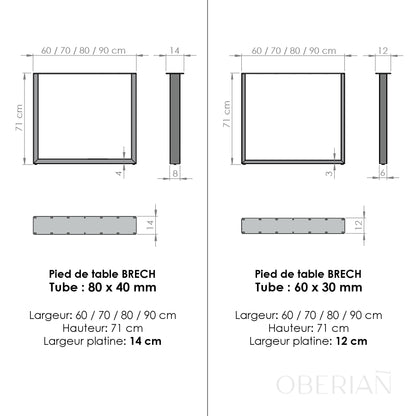 BRECH - Pied de table à manger rectangulaire